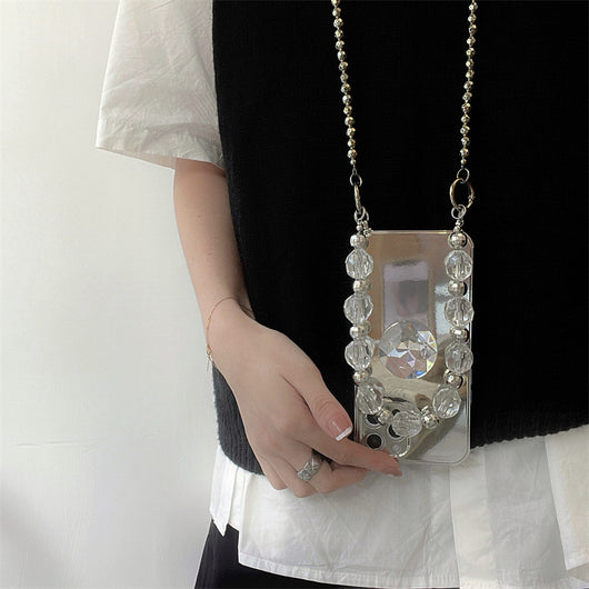 Funda para Teléfono con Cadena de Diamantes Plateados Electrochapados - Image 11