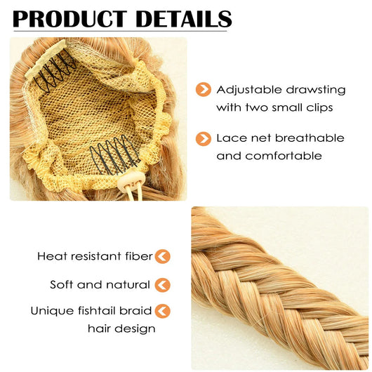 Peluca Trenza Sintética Cola de Caballo Estilo Fishtail para Mujer - Image 2
