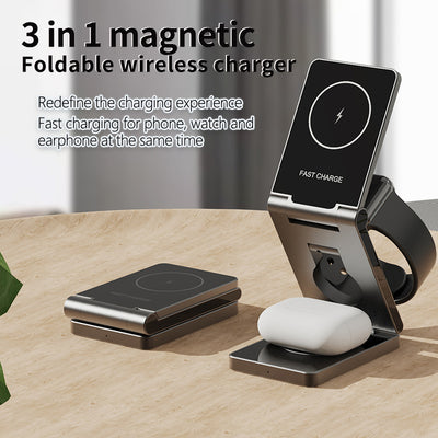 Cargador Inalámbrico 3 en 1 de Metal Plegable - Image 12
