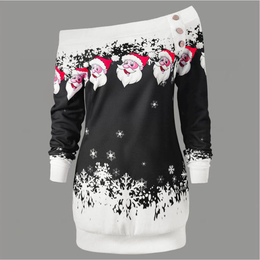 Sudadera Navideña Asimétrica con Estampado para Mujer - Image 10