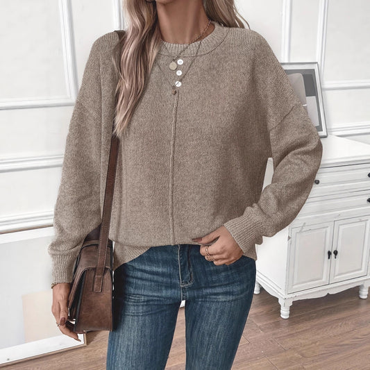 Suéter Suelto de Color Liso para Mujer - Comodidad Casual
