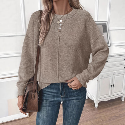 Suéter Suelto de Color Liso para Mujer - Comodidad Casual