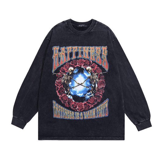 Playera de Manga Larga con Estampado Calavera para Hombre