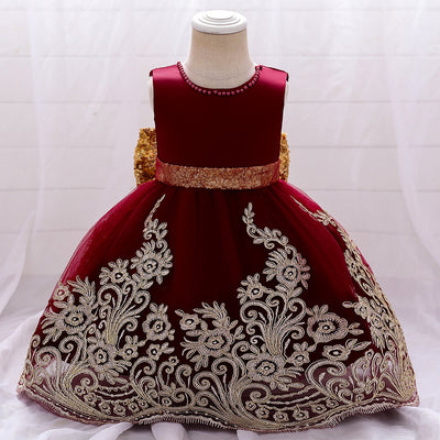 Vestido de Princesa para Niña de Un Año - Diseño Europeo Estampado Elegante - Image 19