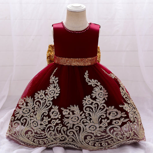 Vestido de Princesa para Niña de Un Año - Diseño Europeo Estampado Elegante - Image 19