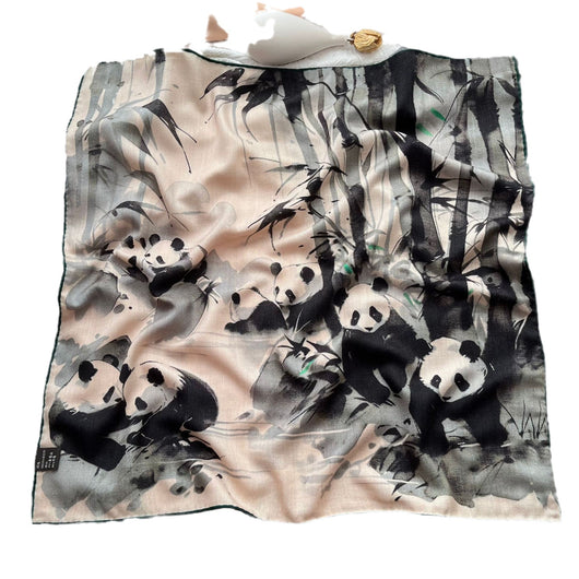 Bufanda de Lana con Estampa Panda Tinta Artística - Image 5