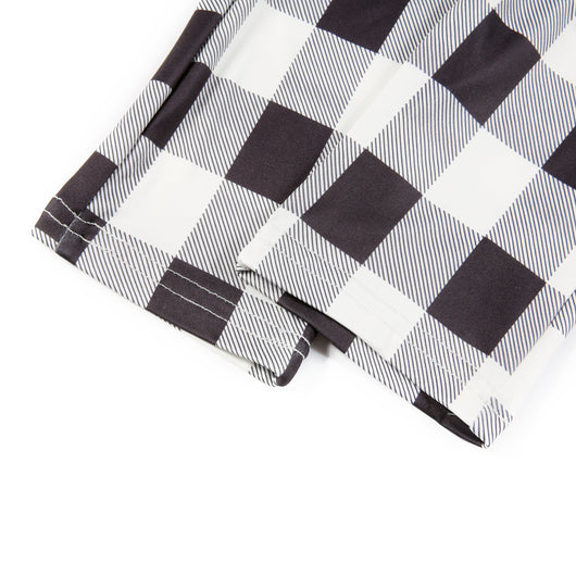 Family matching Christmas pajamas with black and white buffalo plaid sleeves and pants, featuring a reindeer graphic. - Image 18