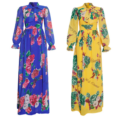 Vestido Largo Africano de Gasa con Estampado y Falda Amplia para Mujer - Image 10