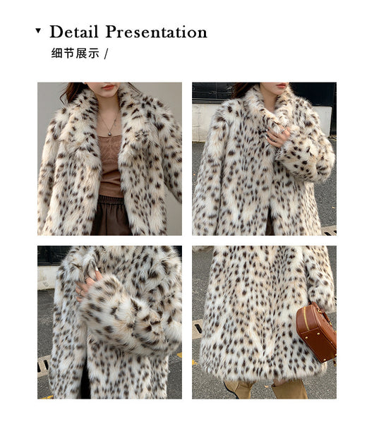 Abrigo de Piel Estampado Leopardo con Cuello de Piel para Mujer - Image 15