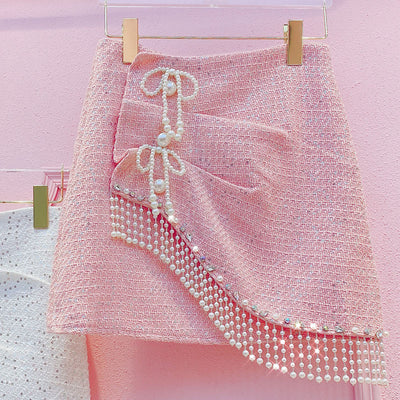 Falda A-Línea Corta de Cintura Alta con Moño y Abalorios - Image 10