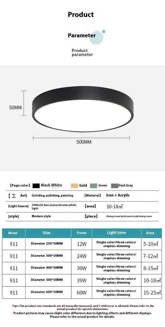 Lámpara de Techo LED Espectro Completo Redonda para Sala - Image 21