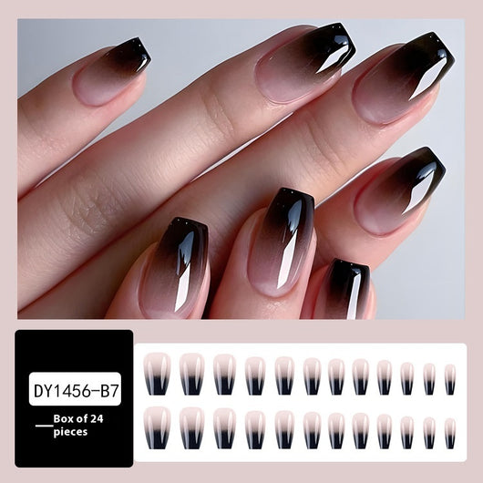 Uñas Postizas Degradado Blanco y Negro Efecto Bailarina - Image 12