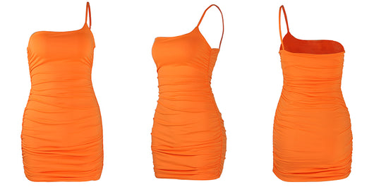 Vestido Asimétrico de Hombro Único con Falda Plisada - Image 17