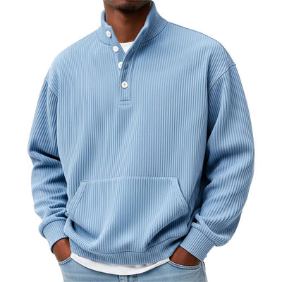 Suéter Polo Cuello Alto Manga Larga para Hombre - Casual Suelto con Bolsillos - Image 2