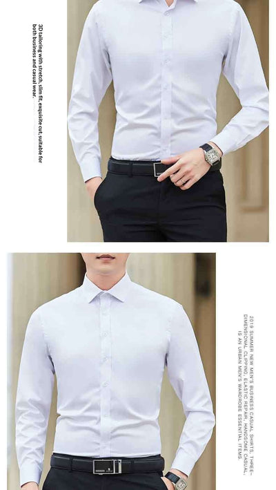 Camisa Blanca de Manga Larga Estilo Coreano para Hombre - Image 15