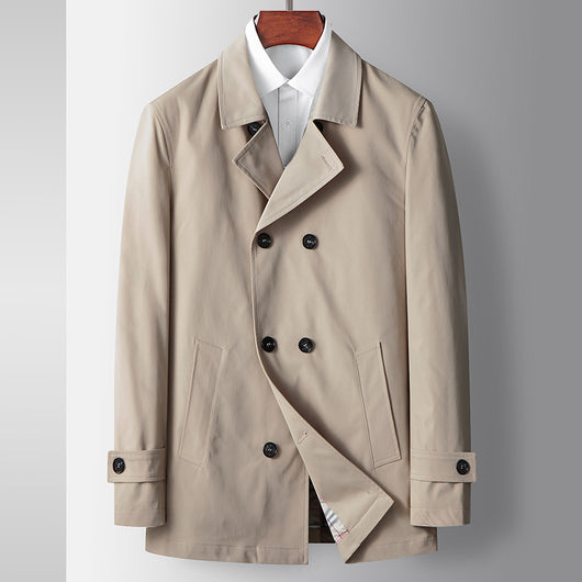 Abrigo Tipo Trench Doble Botonadura Lujo Ligero para Hombre - Image 7