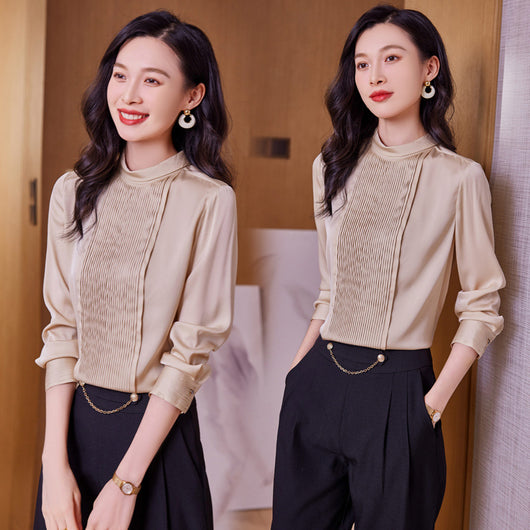 Blusa de Seda Cuello Redondo Elegante y Versátil para Mujer - Image 4