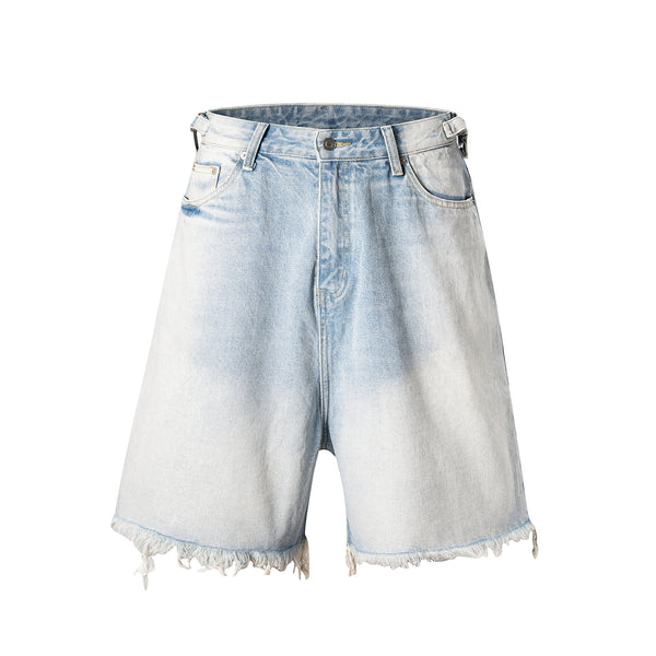 Shorts de Mezclilla Desgastados con Cortes y Detalles Felino
