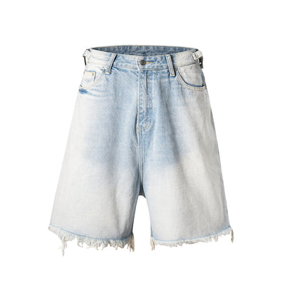 Shorts de Mezclilla Desgastados con Cortes y Detalles Felino