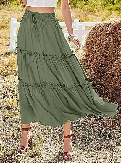 Vestido Maxi Plisado de Cintura Alta Elástica para Mujer - Image 7