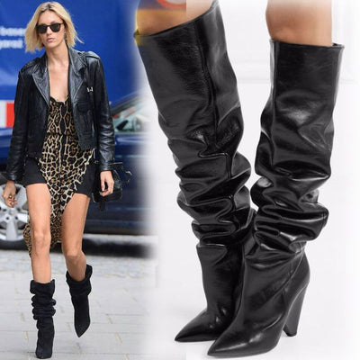 Botas Over The Knee con Tacón Perfilado y Punta Afilada para Mujer - Image 7