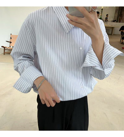 Camisa Casual Ejecutiva con Solapa Asimétrica y Rayas - Image 14