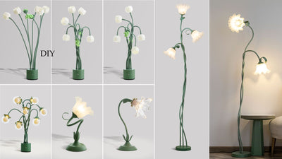 Lámpara de Pie Floral Estilo Provenzal Crema - Image 20