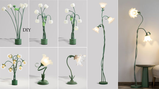 Lámpara de Pie Floral Estilo Provenzal Crema - Image 20