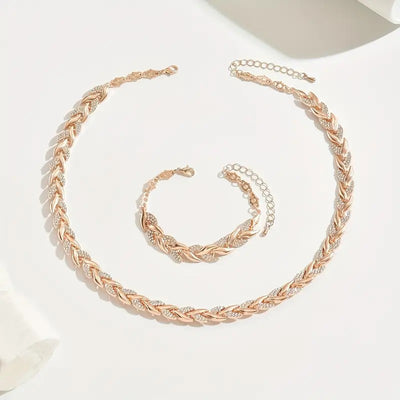 Juego de Collar y Pulsera de Hoja de Cristal con Rhinestones - Joyería Elegante para Mujer - Image 6