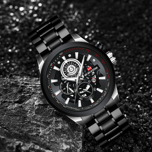 Reloj de Cuarzo para Hombre Dorado Negro Elegancia Empresarial