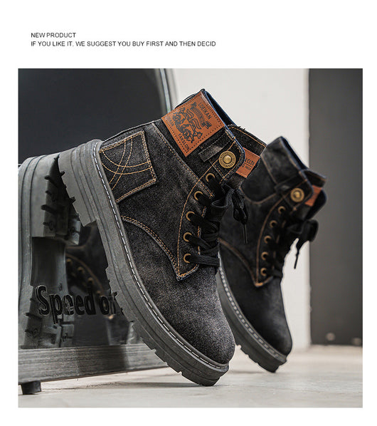 Botas Martin Denim Talla Grande para Hombre - Calzado de Trabajo Versátil - Image 15