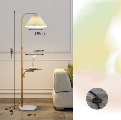 Lámpara de Pie para Sala con Pantalla Plisada y Base de Madera Maciza - Image 15