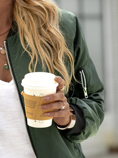 Chaqueta Exterior Mujer de Color Sólido con Cierre - Estilo Europeo Otoño - Image 18