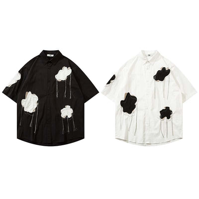 Camisa de Manga Corta con Cuello Fruncido para Hombre