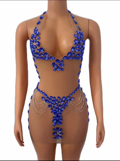Vestido Elegante Transparente con Cristales Brillantes - Image 15