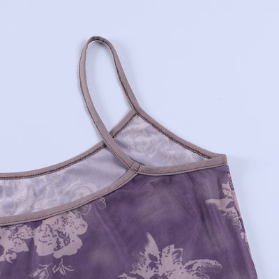 Camiseta sin Mangas Morada con Estampado y Escote Asimétrico - Image 5