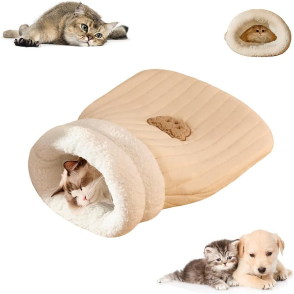 Saco Cálido para Gatos - Cama Cueva Acogedora de Felpa para Invierno