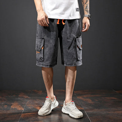 Pantalones Capri Elásticos Bordados con Múltiples Bolsillos