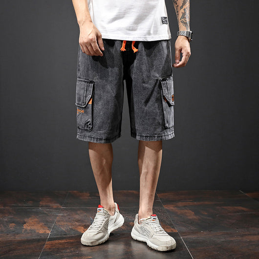 Pantalones Capri Elásticos Bordados con Múltiples Bolsillos