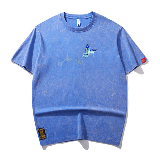 Playera Cuello Redondo Manga Corta con Bordado de Mariposa para Hombre - Image 5