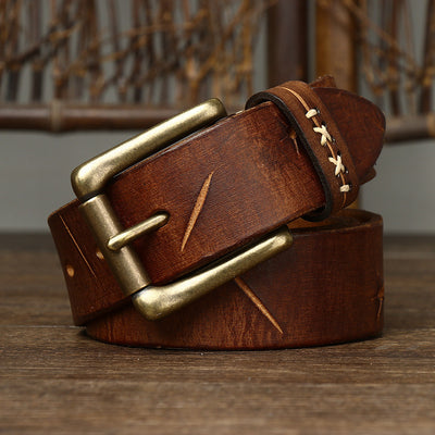 Cinturón Vaquero de Cuero Vintage Delavado con Hebilla de Pasador - Image 12