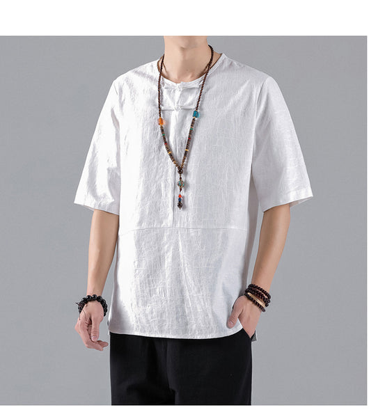 Camiseta Retro Jacquard Cuello Redondo para Hombre - Image 16