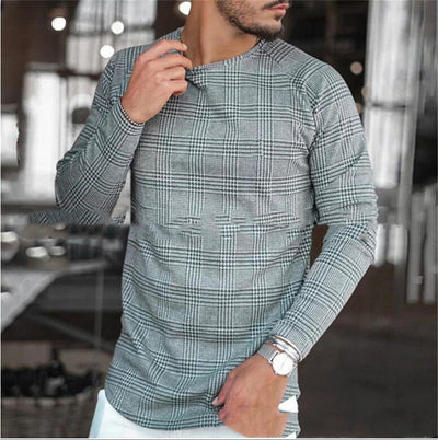 Camisa Hombre Cuello Redondo con Rayas en Dobladillo - Image 4