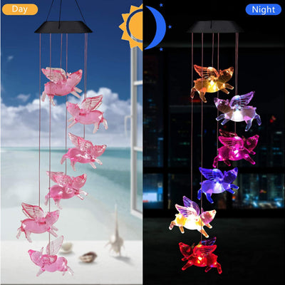 Lámpara Solar Decorativa con Carillón de Viento - Colibrí y Mariposa - Image 22