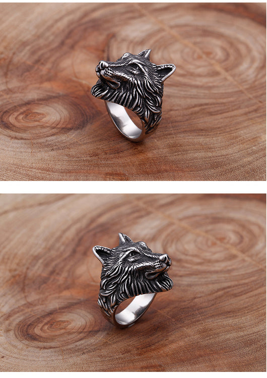 Anillo de Cabeza de Lobo Audaz para Hombres - Image 16