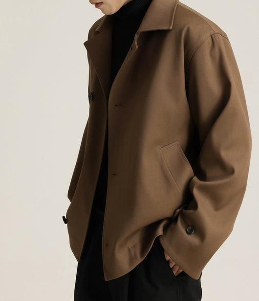 Abrigo Ejecutivo de Cuello Vuelto con Mezcla de Tela Twill para Hombre - Image 32