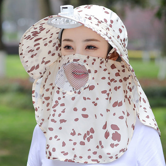 Sombrero de Recolección con Máscara Facial y Estampado Moteado - Image 6