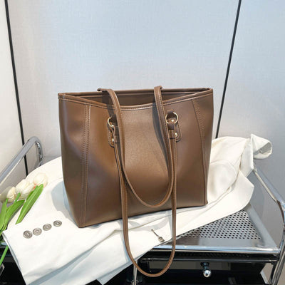 Bolsa Tote Retro Bicolor de Gran Capacidad - Estilo y Funcionalidad - Image 9