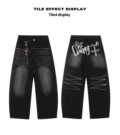 Pantalones Vaqueros Rectos Oversized Vintage Pierna Ancha - Image 10