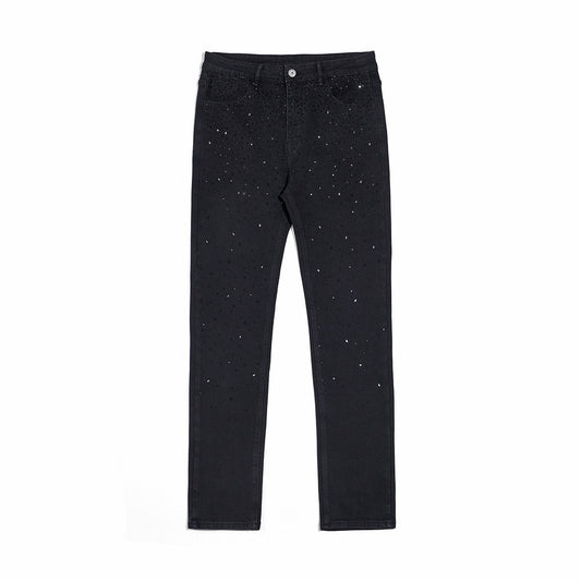 Jeans Casual Holgados con Tachuelas y Lavado Diamante